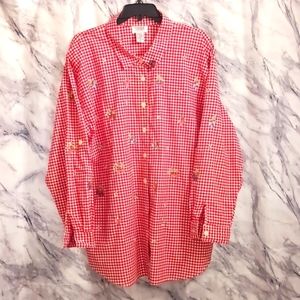 Teddi Blouse Red and White 2X